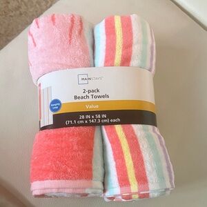 Mainstays Pink and Striped Beach Towels Set